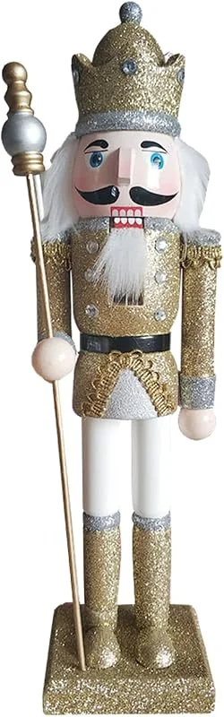 Hileyu Soldado Cascanueces de Madera Grande de Navidad, 30cm Cascanueces de Madera Figuras Muñecas, Oro Ornamentos de Soldado de Navidad para Regalos de decoración del hogar de Navidad — Decoracion Navidad