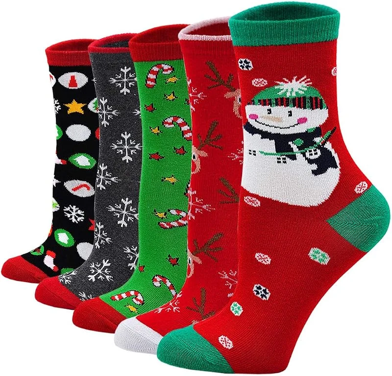 Visita la tienda de PUTUO Calcetines Divertidos de Algodón para Mujer - 5 Pares de Calcetines de Navidad con Animales Lindos — Decoracion Navidad