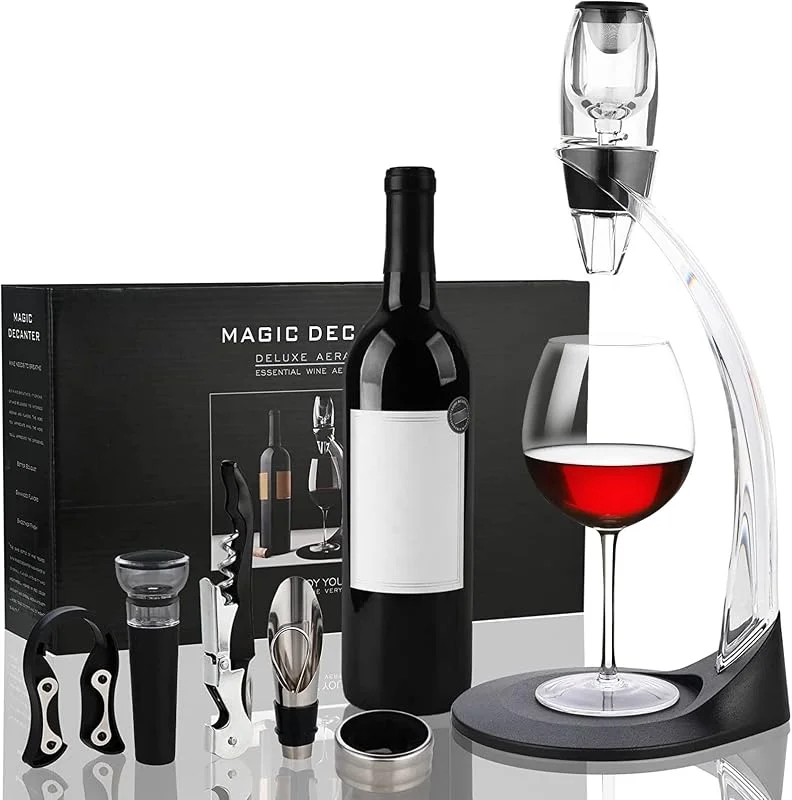 Visita la tienda de Cieex Cieex Aireador de vino con soporte para brazo, decantador de vino y cortacápsulas de vino para amamantadores de vino — Vino y mesa festiva