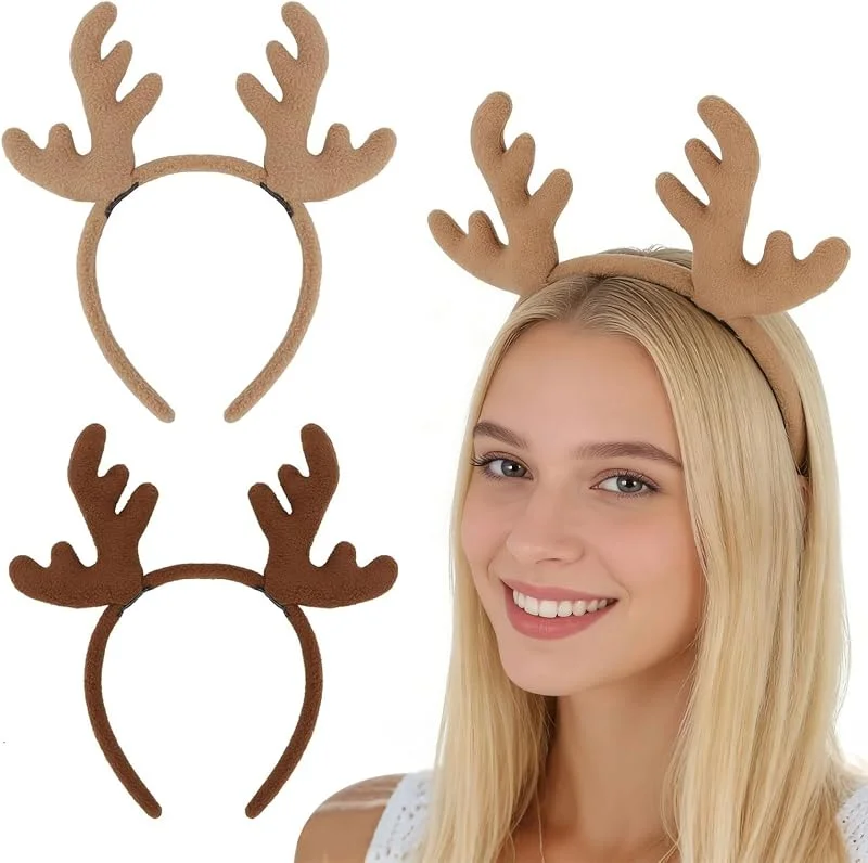 Xanthelle Diadema de Reno, Disfraz de Ciervo para Mujer & Disfraz de Reno, Diadema con Cuernos y Orejas de Animales para Disfraz de Halloween & Navidad para Mujer — Ropa Navidad