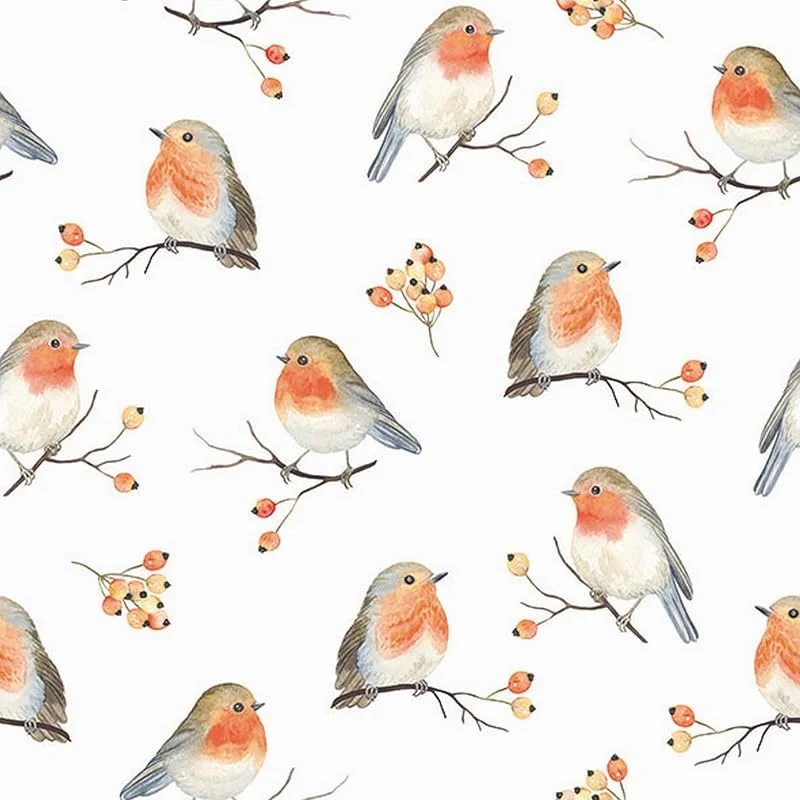 Ambiente 20 servilletas de Navidad con muchos petirrojos como decoración de mesa. Servilletas de papel con diseño. También para decoupage y decoupage (33 x 33 cm) — Adviento y mesa