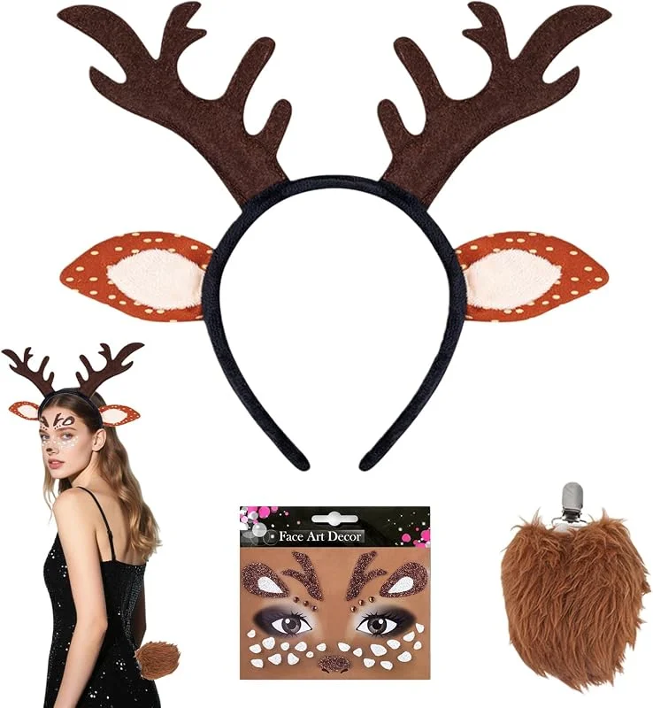 Visita la tienda de Richaa Diadema de reno de Navidad para mujer, disfraz de ciervo, hombre y mujer, para fiestas, vacaciones, cosplay, carnaval — Ropa Navidad