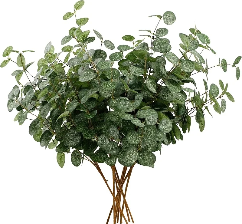 HNVNER 6 Ramos Artificiales de Eucalipto, de Seda Sintética, Follaje Verde con Hojas y Ramas, para Arreglos Florales, Decoración del Hogar, Boda o Fiesta — Decoracion Navidad