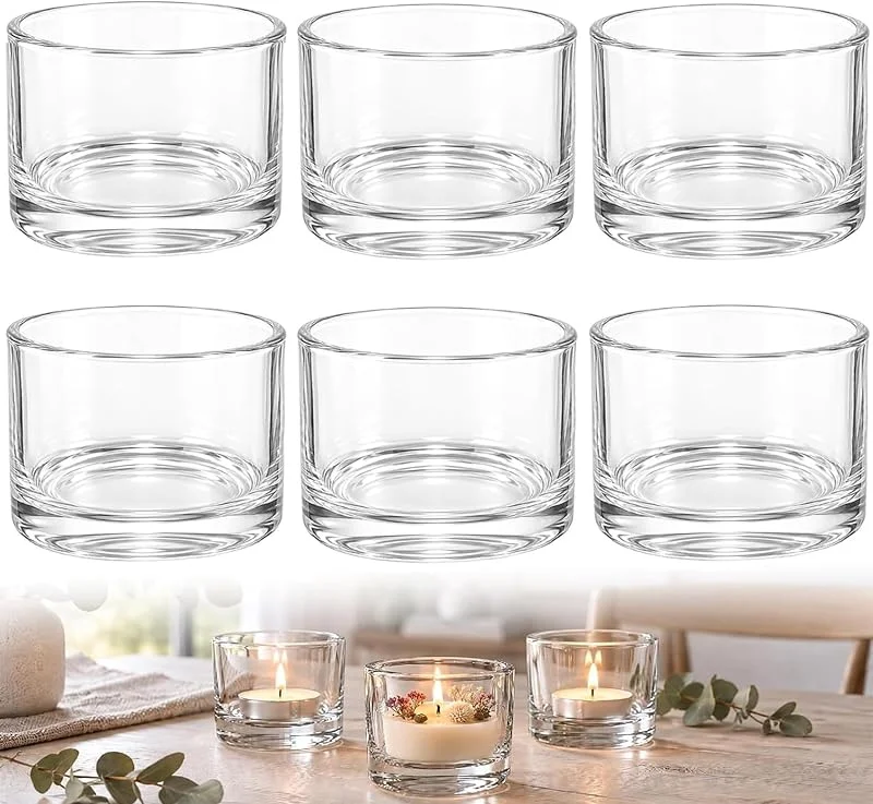 xiaowanwan 6 Piezas Portavelas de Te, 7, 5 x 5 cm Portavelas Vidrio para Bodas Fiestas Navidad — Adviento y mesa