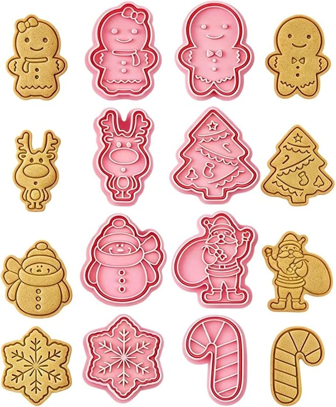 Generic Sellos de galletas de Navidad, 8 piezas reutilizables con diseño de prensa — Hogar y cocina