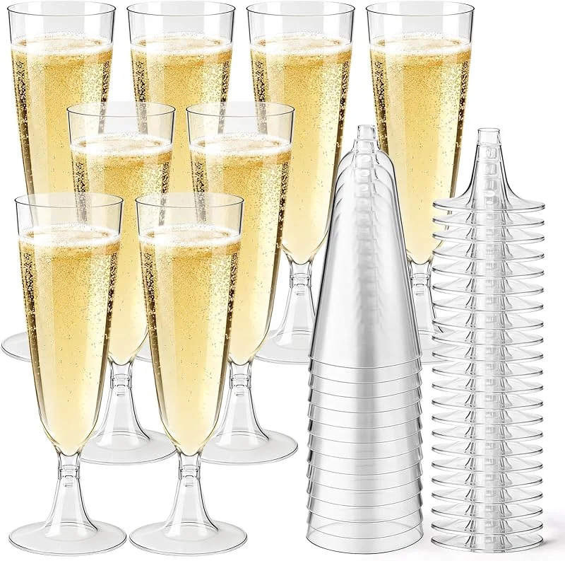 Visita la tienda de CenYouful 50 Copas Champán de Plástico Reutilizables Copas Irrompibles Sin BPA 160 ML — Vino y mesa festiva
