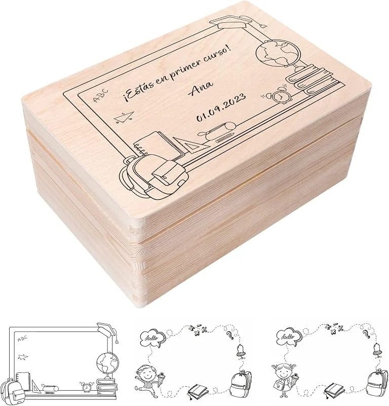 Visita la tienda de Creative DECO Creative DECO Caja de Regalo Escolar Personalizada con tu Texto Recuerdos — Envoltorio regalo