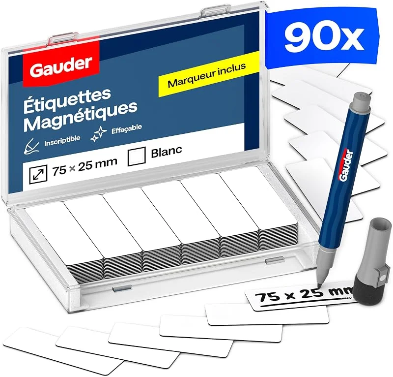 Visita la tienda de GAUDER GAUDER Etiquetas magnéticas reutilizables, Kanban (90 uds, 75x25mm) — Envoltorio regalo