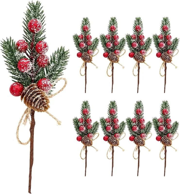 MisFun Ramas Navidad Rojas 8 Piezas Decoración Navideña — Decoracion Navidad