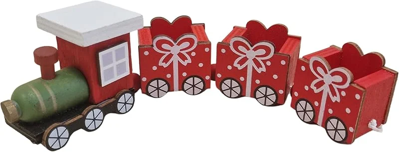 Visita la tienda de Logbuch-Verlag Tren navideño Madera, 4 Piezas: decoración Navidad hogar Invierno y adviento, Locomotora Vintage roja Verde Blanca, Figuras Decorativas con Regalos, 19 cm — Decoracion Navidad