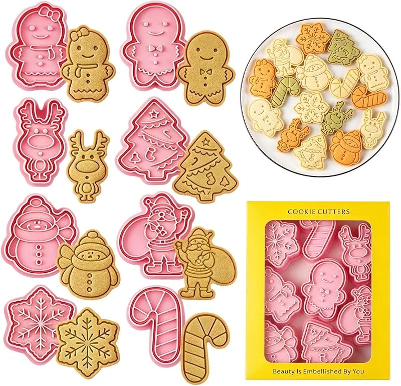 Jvjggag Molde de galletas de Navidad hecho a mano prensa reutilizable — Hogar y cocina