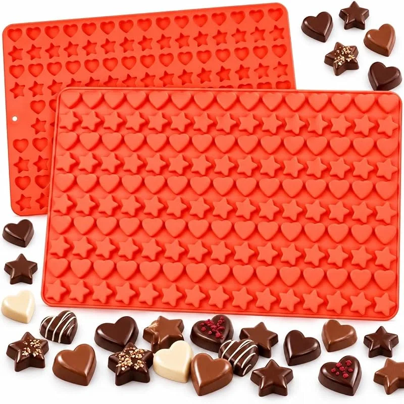 Keepatyart 1 mini molde de chocolate de silicona de, molde de fondant, mini estrellas, moldes en forma de corazones para pasteles, dulces, mousse (estilo 2) — Hogar y cocina