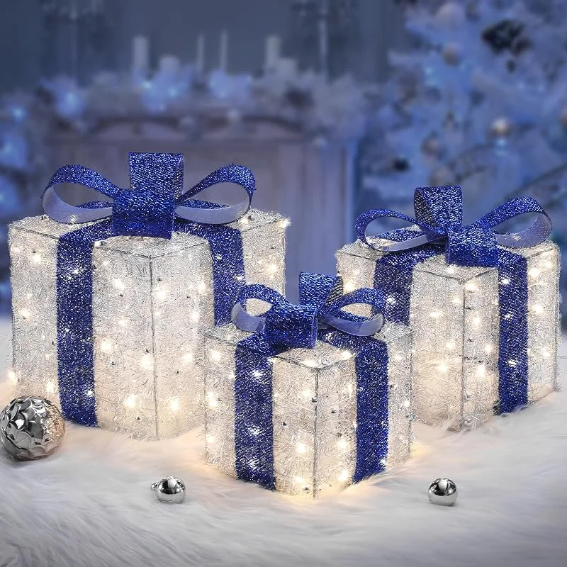 Visita la tienda de Quntis Quntis Caja de Regalo Navidad con Luces 140 Leds 8 Modos y Temporizador — Envoltorio regalo