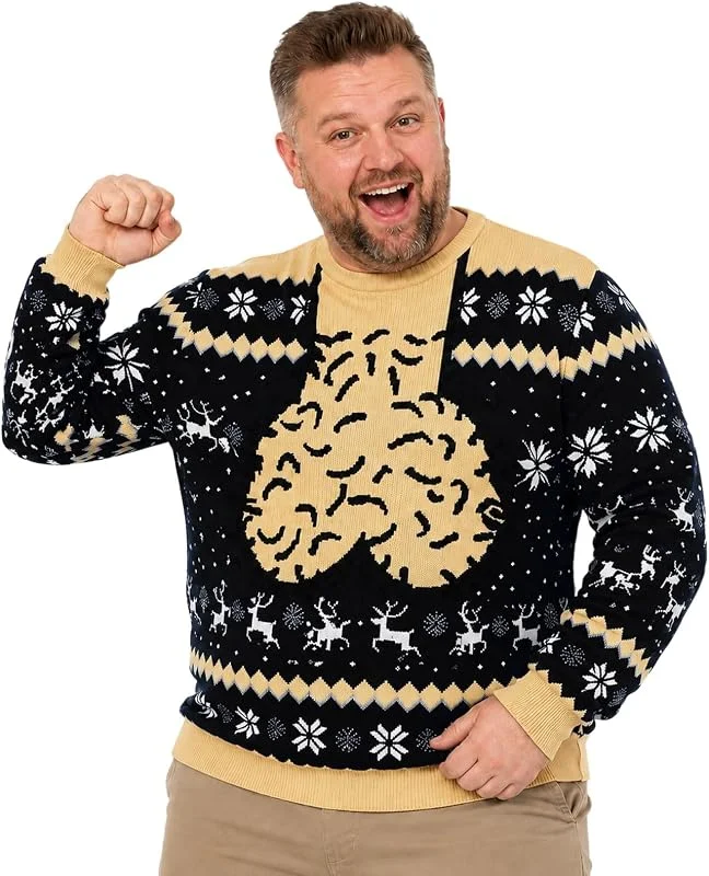 PINTUTU Jersey Navideño Feo para Hombre, Punto con Estampado de Reno Divertido, Sudadera Manga Larga Fiesta Navidad, Ropa de Ocasión Invierno Ropa — Ropa Navidad