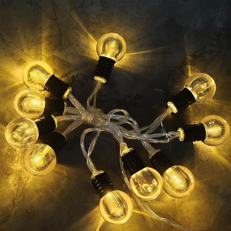 A.bigwhale Guirnalda Luces Pilas -10 LED luces hadas con temporizador, blanco cálido mini bombilla luces de hadas para interior, habitación, fiesta, Navidad, boda, Led pilas decoraciones de Navidad — Luces Navidad