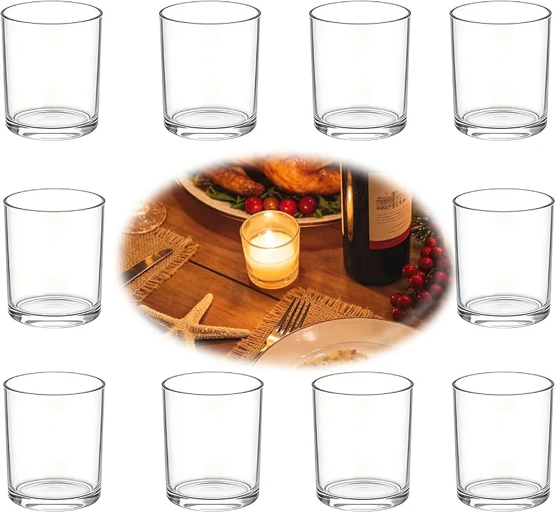 RUIBIFU RIUBIFU Portavelas de té, 10 unidades de portavelas de cristal (4, 5 cm de diámetro x 6 cm de altura), velas decorativas de Navidad, portavelas decorativas para mesa, portavelas de cristal transparente — Adviento y mesa