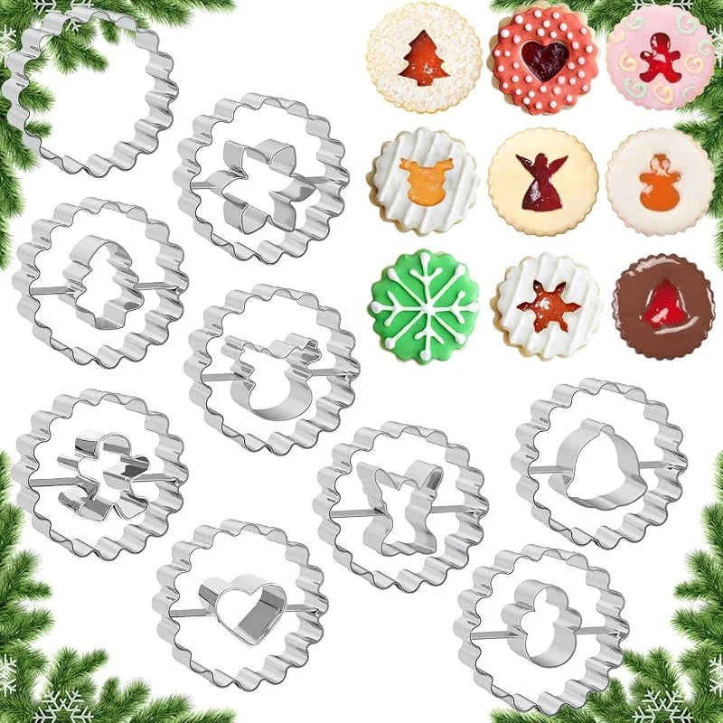 FUKPO 9 Piezas Moldes Galletas Navidad, FUKPO Cortador Cortadores Galletas Navidad Redondas, Kit Molde Galletas Navidad Formas Galletas Navideñas — Hogar y cocina