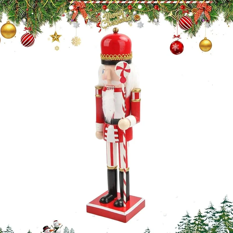 Genérico Decoración Navideña Cascanueces Figura en Madera 38 cm para Escritorio y — Decoracion Navidad