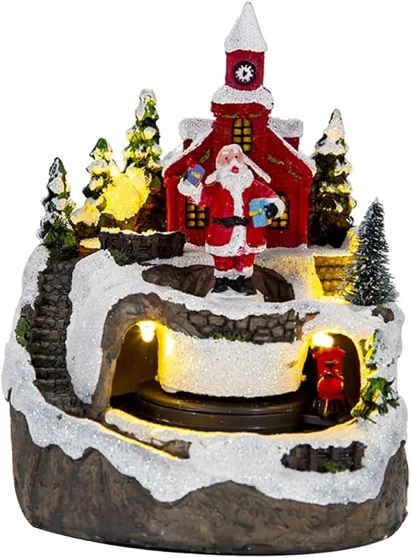 Visita la tienda de ABOOFAN ABOOFAN Casa de Pueblo Navideña Iluminada con Música y Tren Decoración de Mesa para Casa de Pueblo Iluminada Adorno de Mesa Navideño — Decoracion Navidad