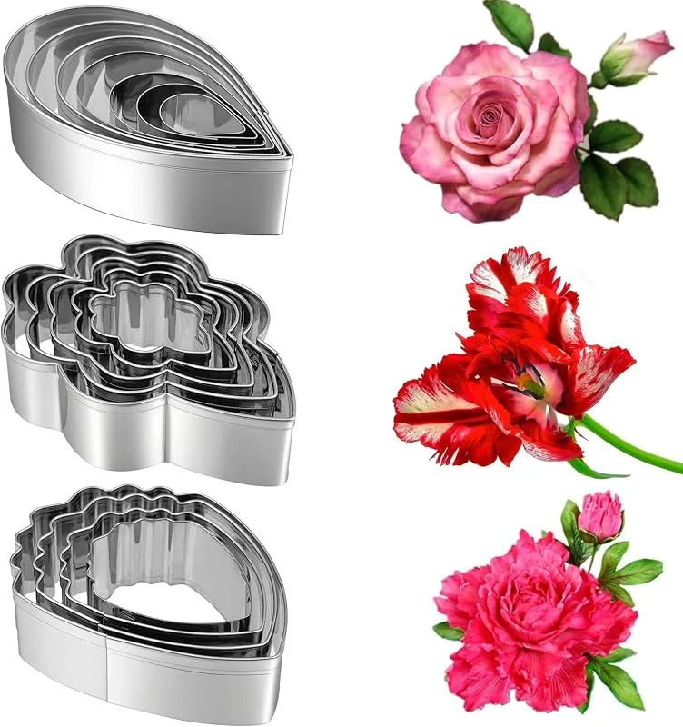 GZLFH Moldes para galletas, diseño de flores, acero inoxidable, 16 unidades — Hogar y cocina