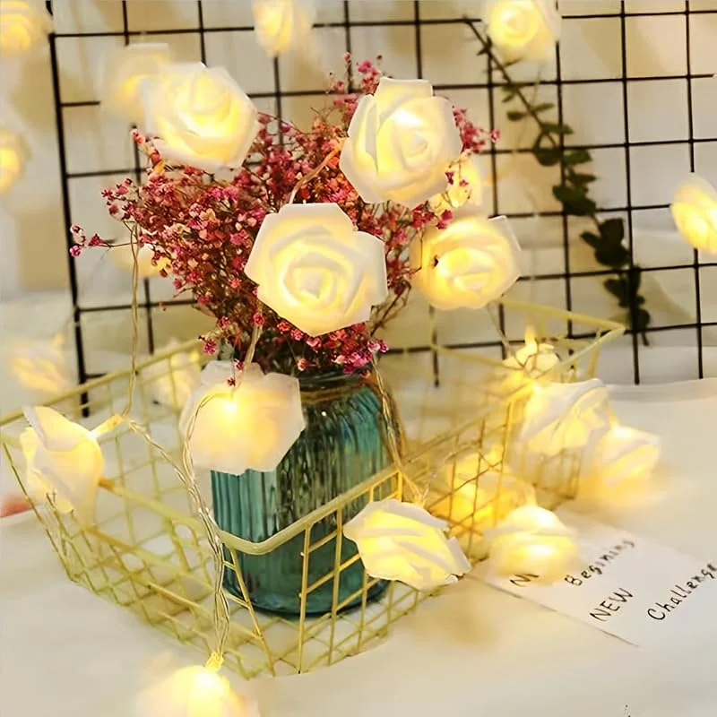Fybida Guirnalda Luces Rosas LED, 20 LED, 3meter, USB — Cena a la luz de velas