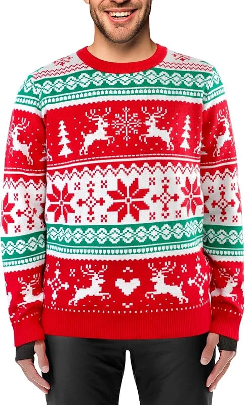 XiaoMoSha Suéter feo unisex de Navidad para mujeres y hombres, suéter de punto feo a juego para hombres, mujeres y niños — Ropa Navidad