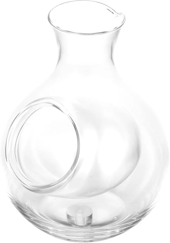 COOLHIYA Jarra de vino de cristal de 300 ml con compartimento refrigerador integrado, dispensador de licor y decantador para vino y brandy para bar y casa — Vino y mesa festiva