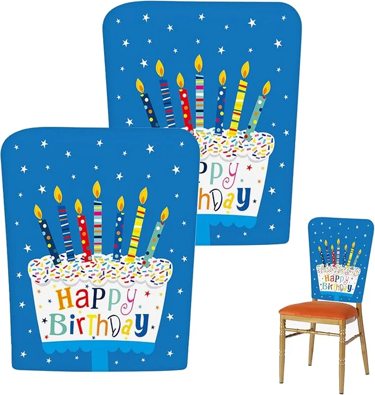 KMQRDZi 2 fundas de silla de cumpleaños para silla de aula, 60 x 50 cm, fundas para sillas, "Happy Birthday", reutilizables, lavables, para fiestas de cumpleaños de estudiantes, profesores y celebraciones — Decoracion Navidad