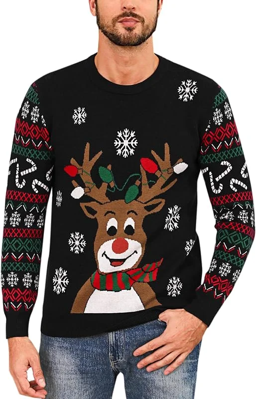 Visita la tienda de Marvmys Marvmys Jersey Navideño Hombre Punto Cuello Redondo L-XXL — Ropa Navidad