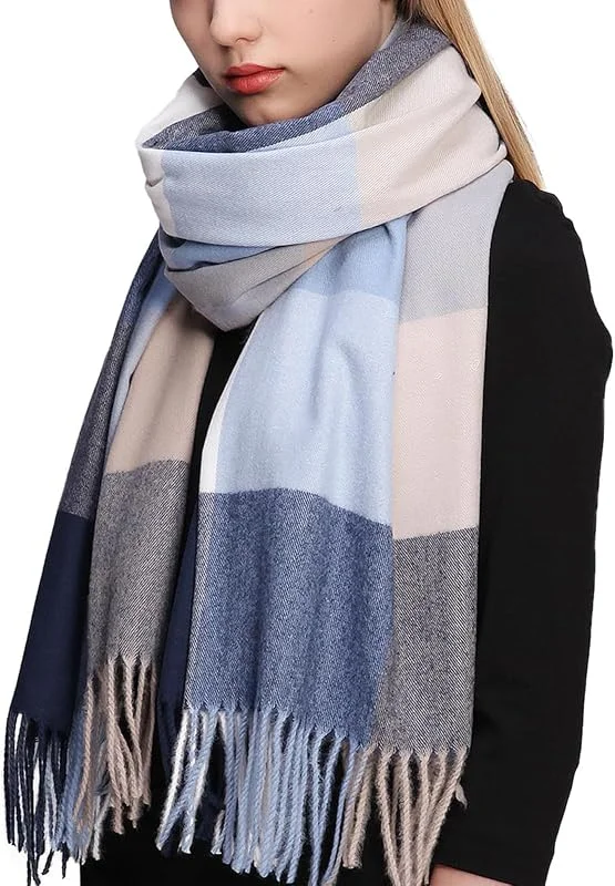 RIIQIICHY Tartán Bufanda Mujer Invierno Pashmina Grande Foulard Pañuelos Chal Fular Estolas — Ropa Navidad
