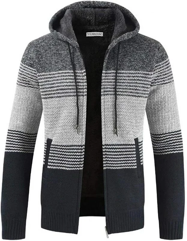 Visita la tienda de Shuanghao Hombre Chaqueta De Punto Jersey con Capucha Basic Cremallera Grueso Suave Forro Caliente Primavera otoño Invierno Slim Fit Sudadera JerséIs Sueltos Outwear Tops para Hombre — Ropa Navidad