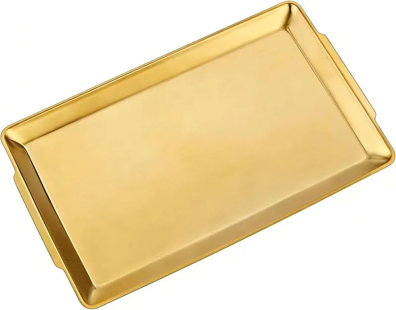 Visita la tienda de SANQIAHOME Bandeja para Servir de Acero Inoxidable, Plato Grande, Dorado de 40 x 24 cm, Cocina, Plato de Fiesta — Hogar y cocina