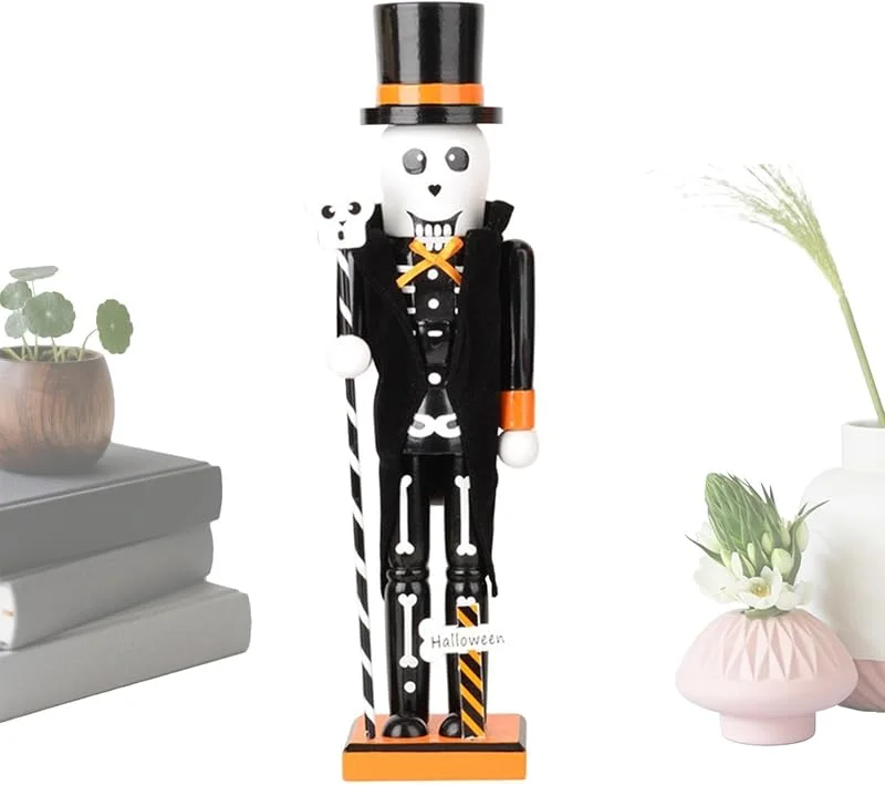 Generic Figuras de cascanueces de 38 cm, decoración de madera espeluznante, centro — Decoracion Navidad