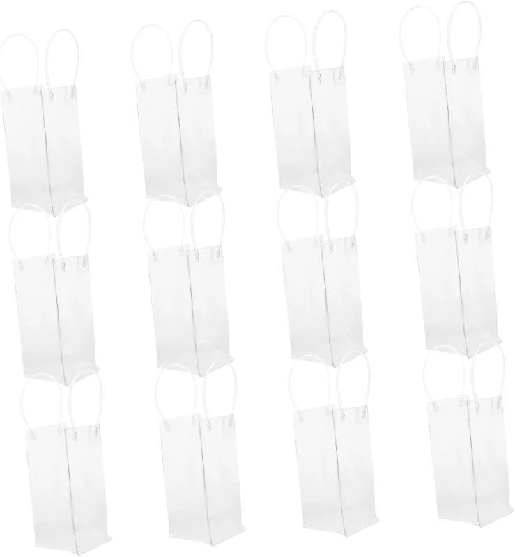 PRETYZOOM 12 Piezas Bolsa de Hielo para Enfriador de Vino Bolsa Enfriadora para Transportar Vino Pvc Transparente Portátil a Prueba de Fugas con Asa y Bebidas Fiestas y Viajes — Vino y mesa festiva