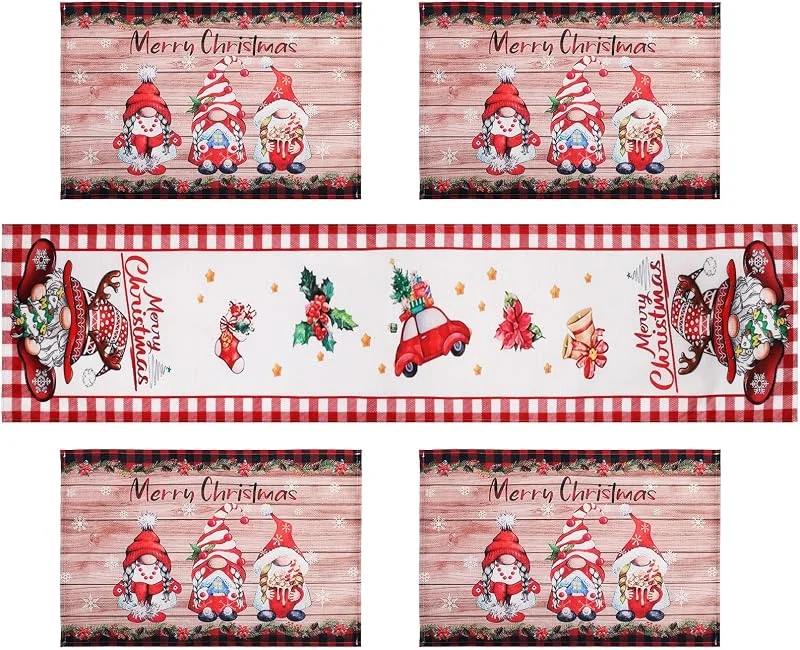 Simpeak Camino de Mesa y Manteles Individuales Navidad Juego de 5 — Hogar y cocina