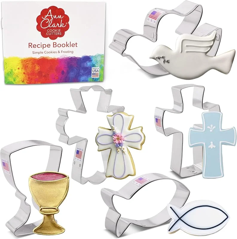 Visita la tienda de Ann Clark Cookie Cutters Ann Clark - Juego de 5 cortadores de galletas de Pascua para comunión y — Hogar y cocina