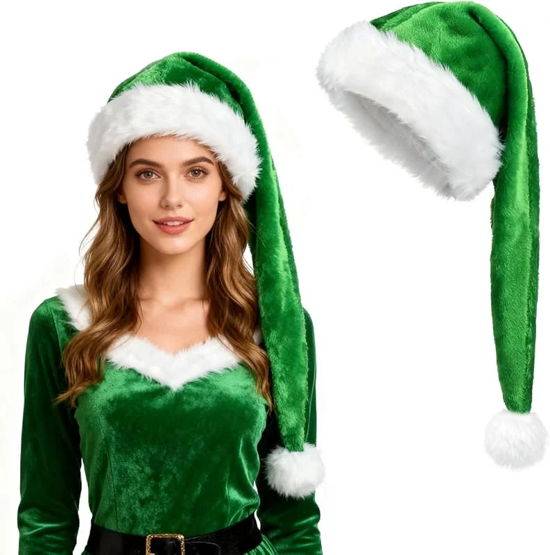 TAGVO Gorro Navideño para Adultos, Cálido Gorro de Navidad, Sombrero Santa Claus Invierno Gorros Largos de Navidad para Fiesta Festiva de Año Nuevo 55-57CM — Ropa Navidad