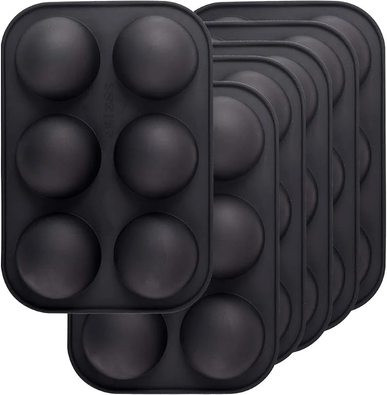 Newk Nuevo molde de silicona semiesfera 6 agujeros, 6 paquetes de media esfera 6 cavidades para bombas de chocolate, pasteles, gelatina, pudín, mousse cúpula, color negro — Hogar y cocina