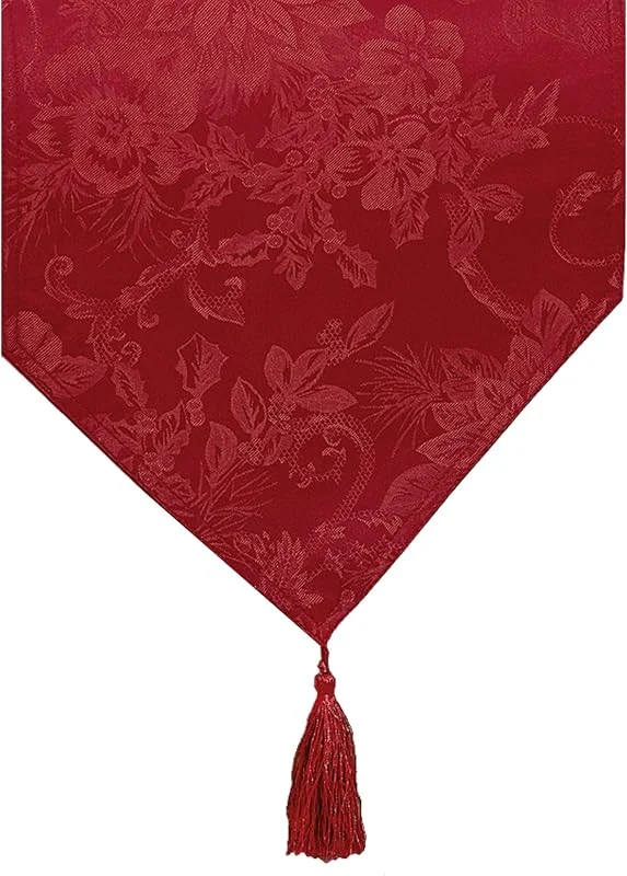 Threadmade Elrene Home Fashions Camino de Mesa Jacquard navideño, poliéster, Rojo, 13 x 70 Pulgadas — Hogar y cocina