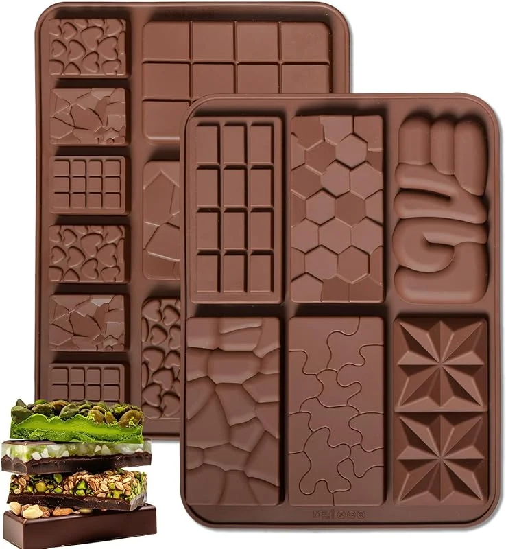 Visita la tienda de AEYAKA AEYAKA Molde de silicona para chocolate, 2 piezas, molde de chocolate Dubai para barras de chocolate, galletas, cubitos de hielo y barras de chocolate con leche — Hogar y cocina