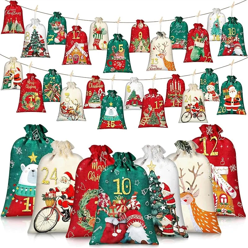 BlyeMichdi 24 Bolsas Calendario Adviento para Rellenar 2026 12x18cm 10x15cm — Adviento y mesa