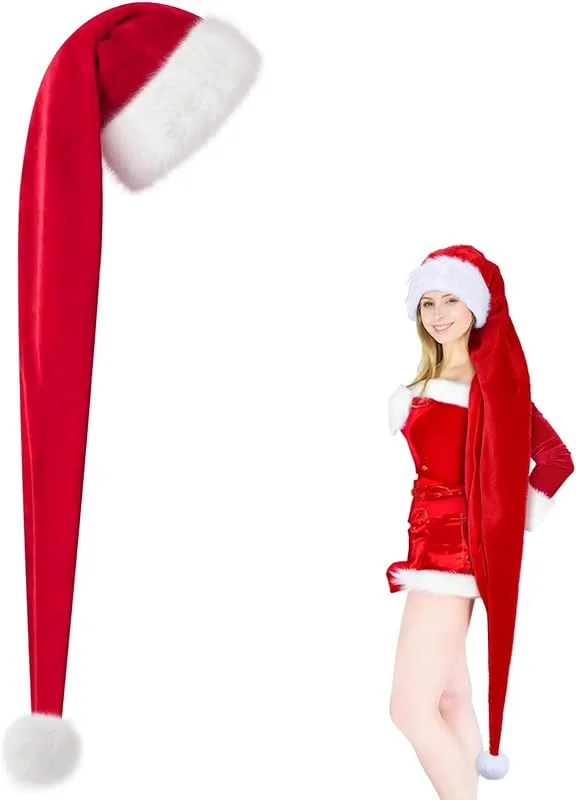 POPOYU Sombrero de Papá Noel Gorro de Navidad Sombrero de Papá Noel para fiesta de Navidad (150 cm) — Ropa Navidad