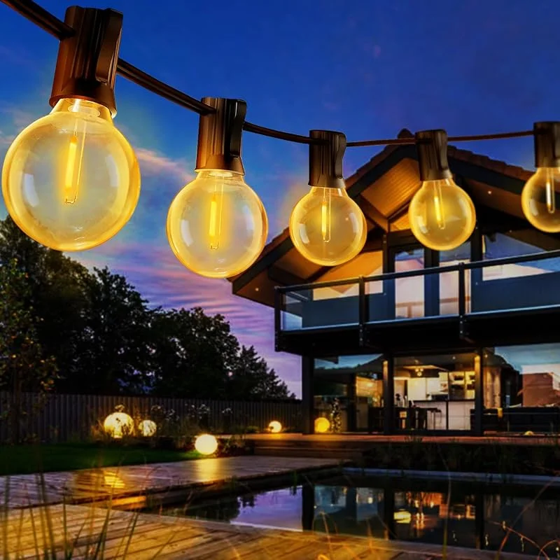 eisaro Guirnaldas Luces Exterior - 19M LED Cadena de Luz con 30 + 3 Bombillas, IP44 Impermeable Guirnaldas Luminosas Exterior y Interior Deco para Jardín, Patio, Fiesta, Terraza — Luces Navidad