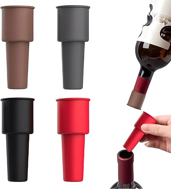YUPZAR 4 Piezas Tapón Reutilizable para Botellas de Vino espumoso, Tapones de Silicona para Botellas de Vino, para Cerveza, champán, Uso doméstico, Multicolor — Vino y mesa festiva