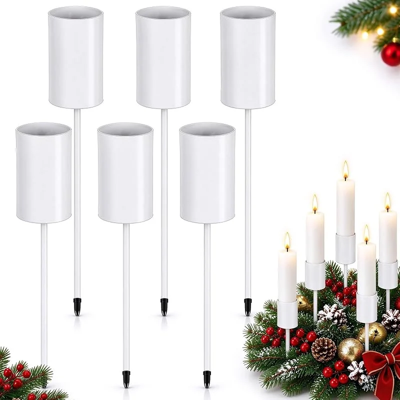 HHEETTT Juego de 6 Candelabros Decorativos de Metal, Juego de Portavelas Vintage Blanco Clásico, Portavelas Alto para Velas Cónicas para decoración del Hogar, Bodas, Cenas, Fiestas — Adviento y mesa