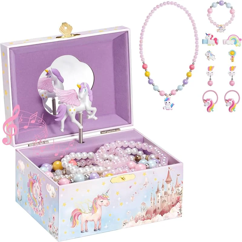 Visita la tienda de ProCase ProCase Joyero Musical Niña, Modelo Unicornio (con Joyas) — Envoltorio regalo