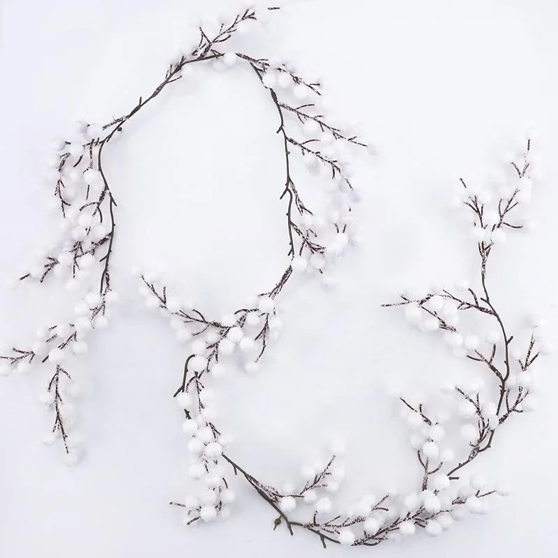 Gukasxi Guirnalda de Bayas de Acebo Artificiales esmeriladas de Navidad 1, 6M de Color Blanco, de Bayas Artificiales de Acebo, Guirnalda de Flores de Bayas, Guirnalda de Navidad, Guirnalda de Alambre — Decoracion Navidad