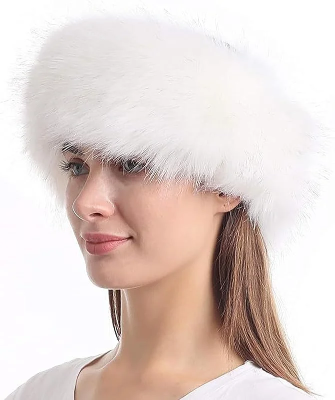 dinghaole Orejeras de piel sintética para mujer, calentador de orejas de invierno para mujer, gorro de esquí estilo cosaco ruso, gorro de invierno redondo, grueso y esponjoso, orejeras peludas, gorro — Ropa Navidad