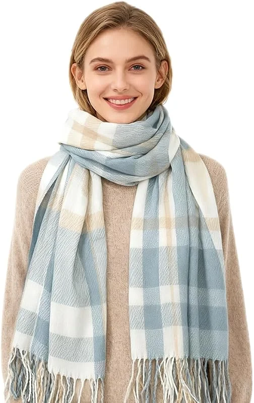 Augesak Bufanda Mujer Invierno, Cuadros Bufanda de Cachemira para Mujer, Estola Chal Invierno, Pañuelo Cuello, Regalos Navidad para Mujeres, Madres, Abuela — Ropa Navidad