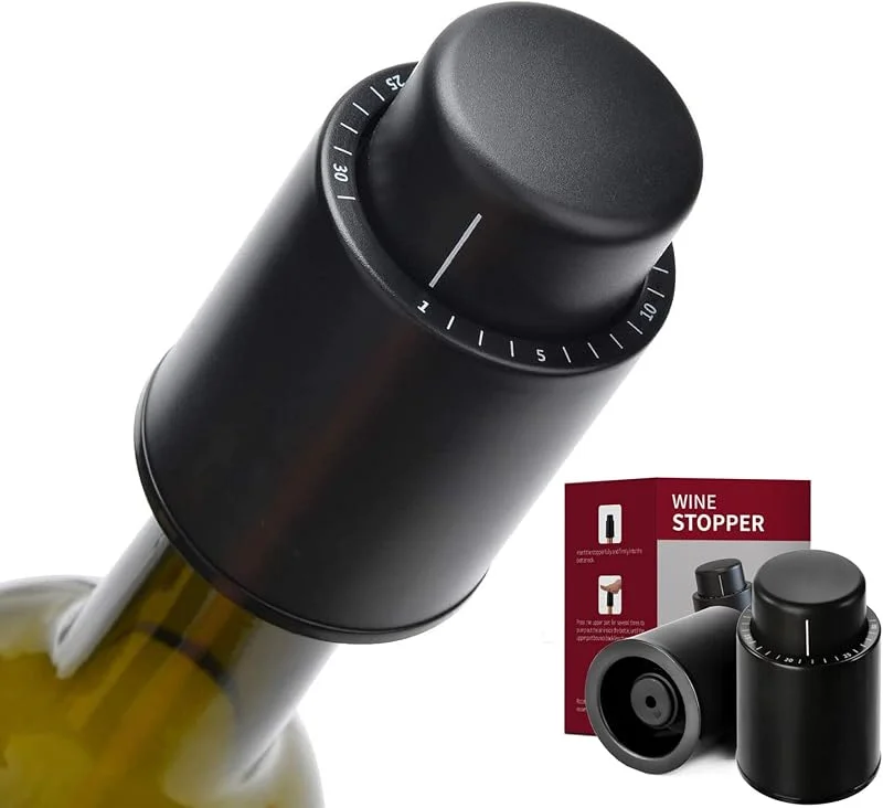 quxup 2 tapones de vino al vacío, tapón para botellas de vino, tapón para botellas de vino, tapón de vino con indicador de fecha, regalo para los amantes del vino — Vino y mesa festiva